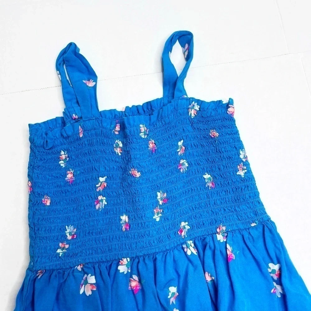 OSHKOSH B’gosh Toddler Girl’s Blue Floral Print Smocked Sleeveless Dress Size 5T